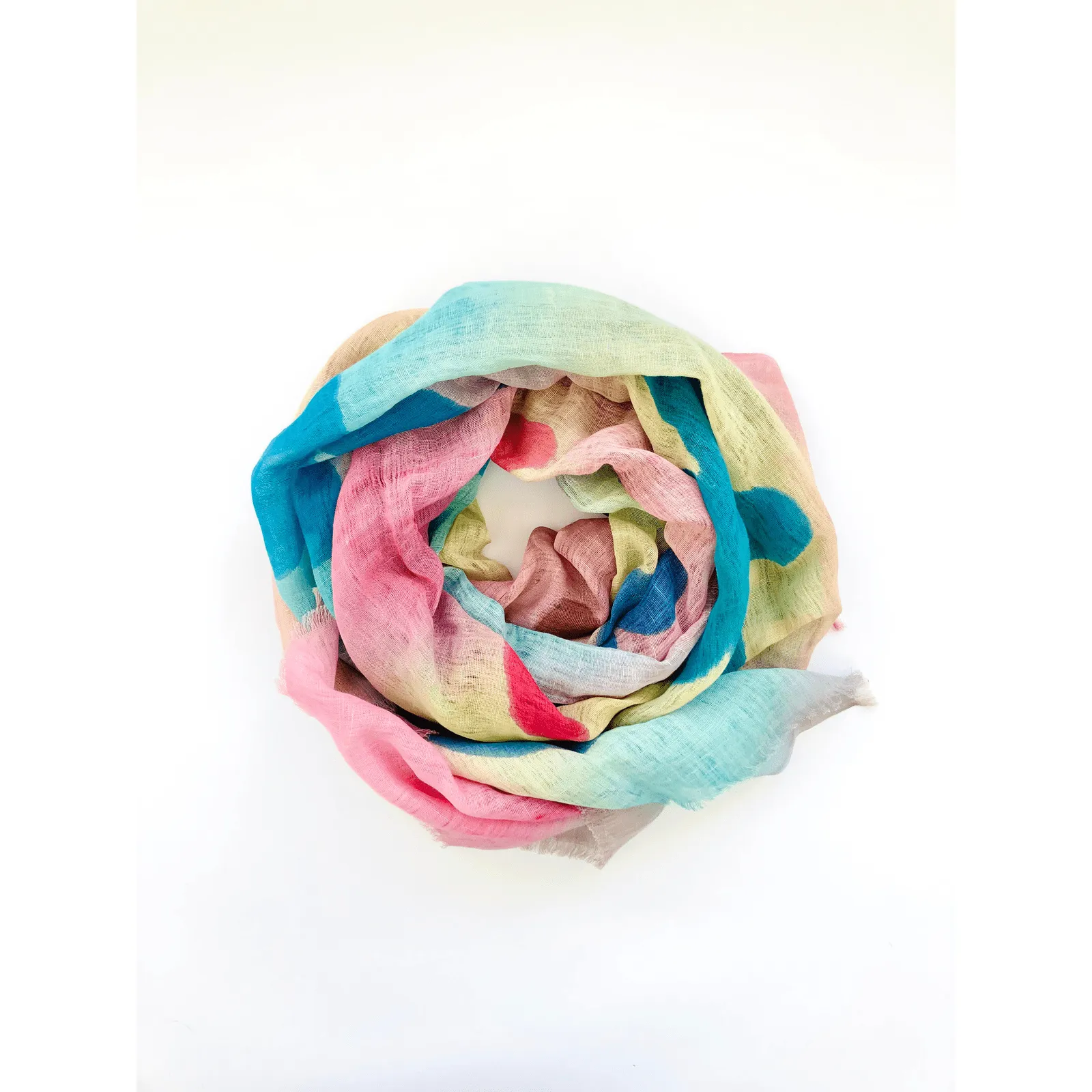 🎉 Cotton Linen Scarf - Floral Scarf Multicoloured  - Large Flowers