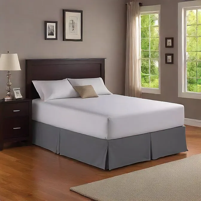 15 Inch Drop Bed Skirt Solid Gray 1000TC Egyptian Cotton 1-PC