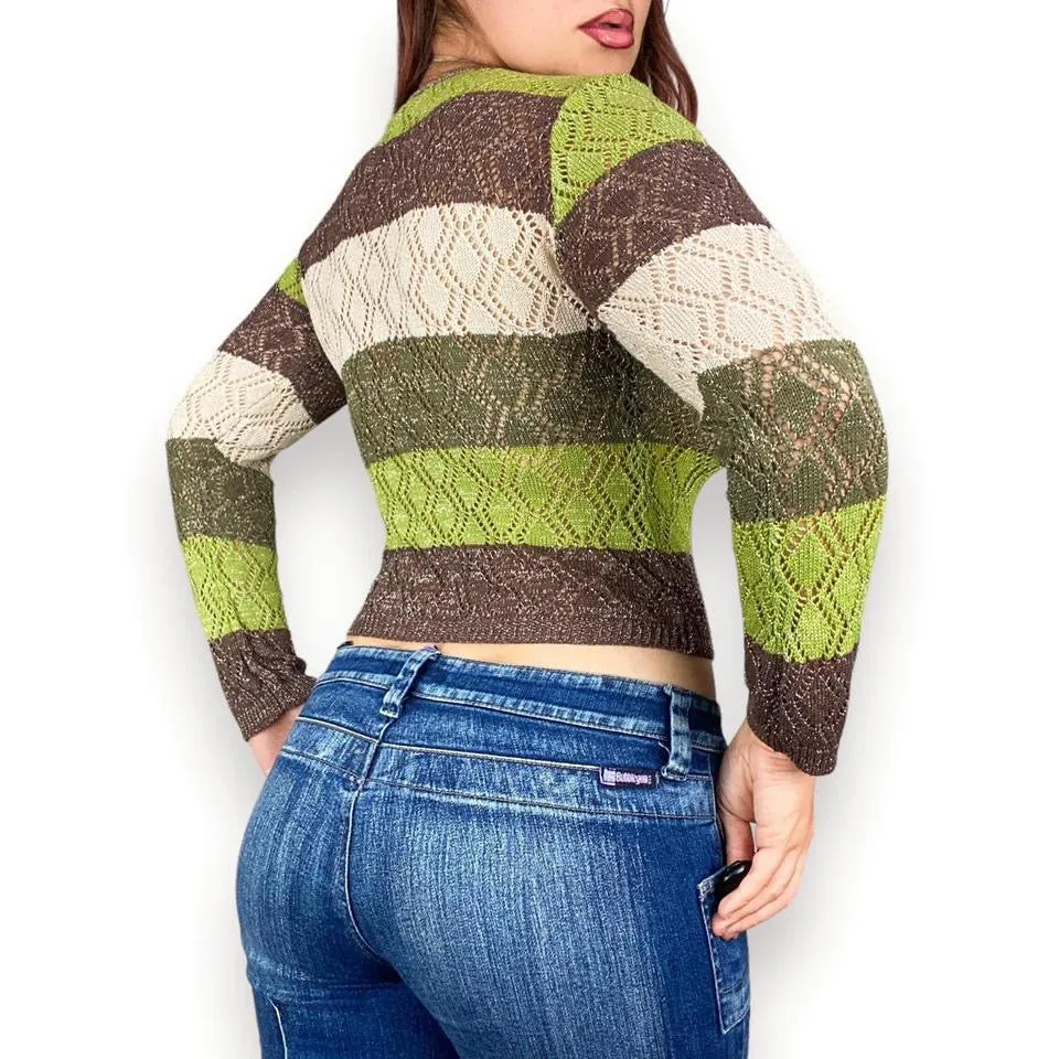 2000s Earth Tones Pointelle Sweater (M)