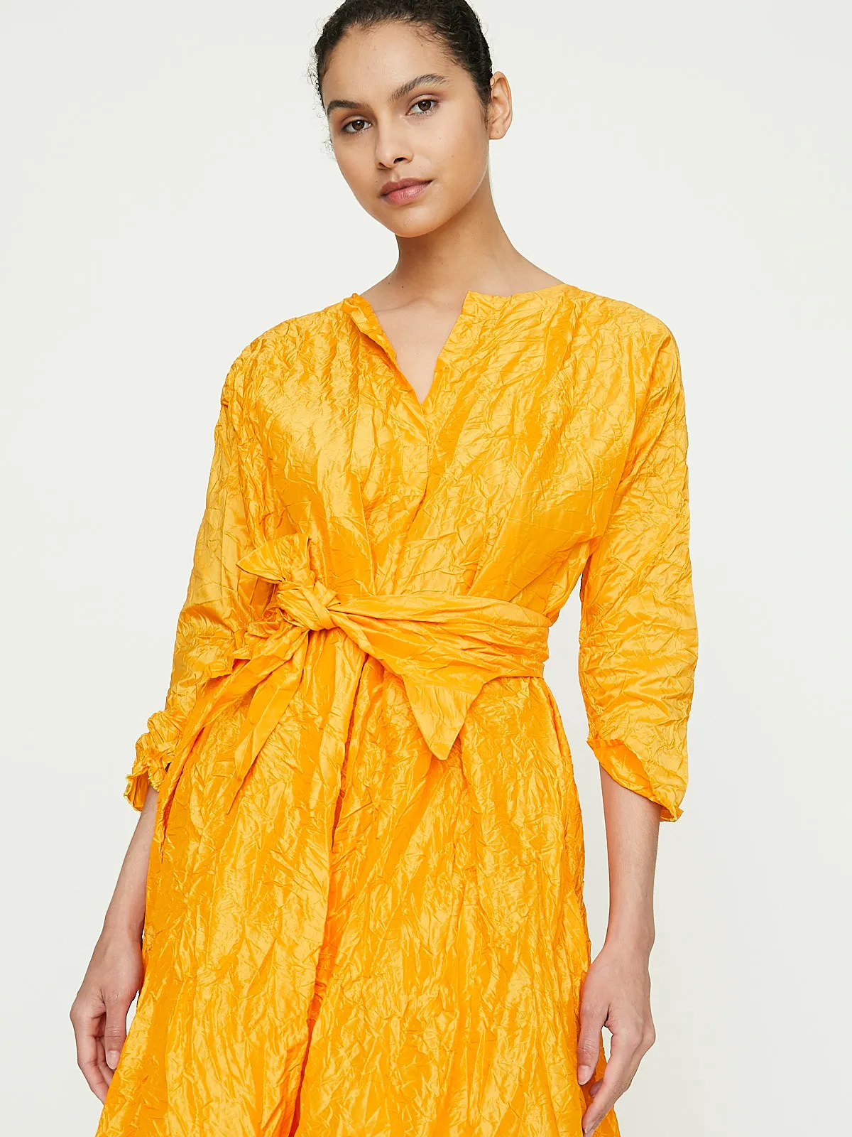 Abito Dress Spicchi Sn Collo h130 Lavato in Yellow