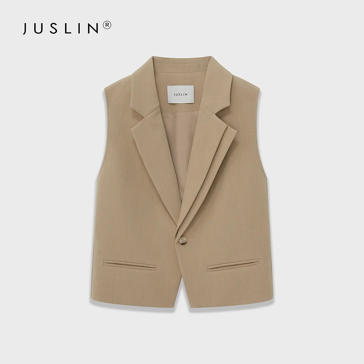 Asymmetrical Double-Lapel Suit Vest with Flared Skirt Pants