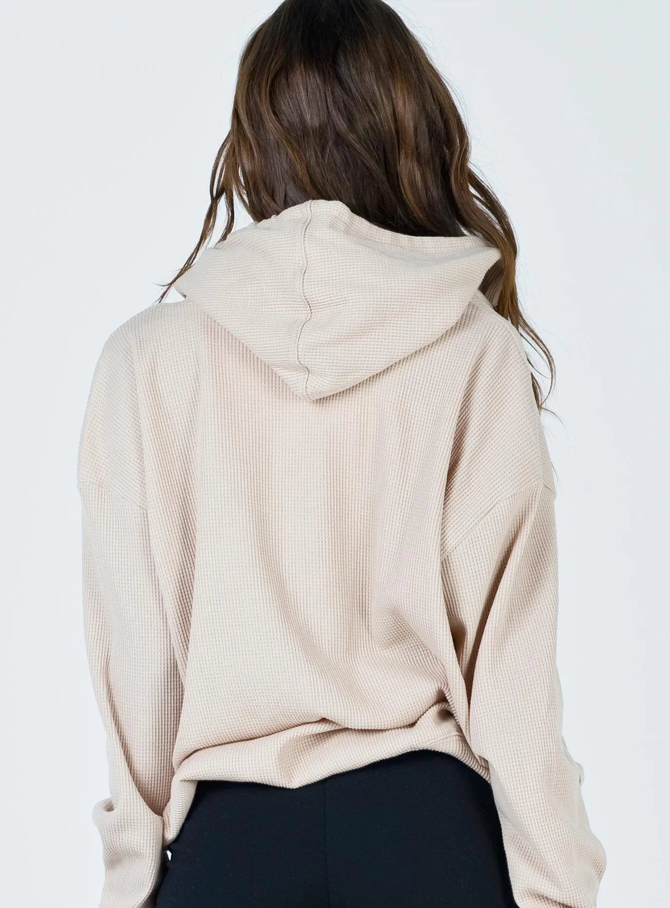 Audrey Oversized Zip Up Sweatshirt Beige