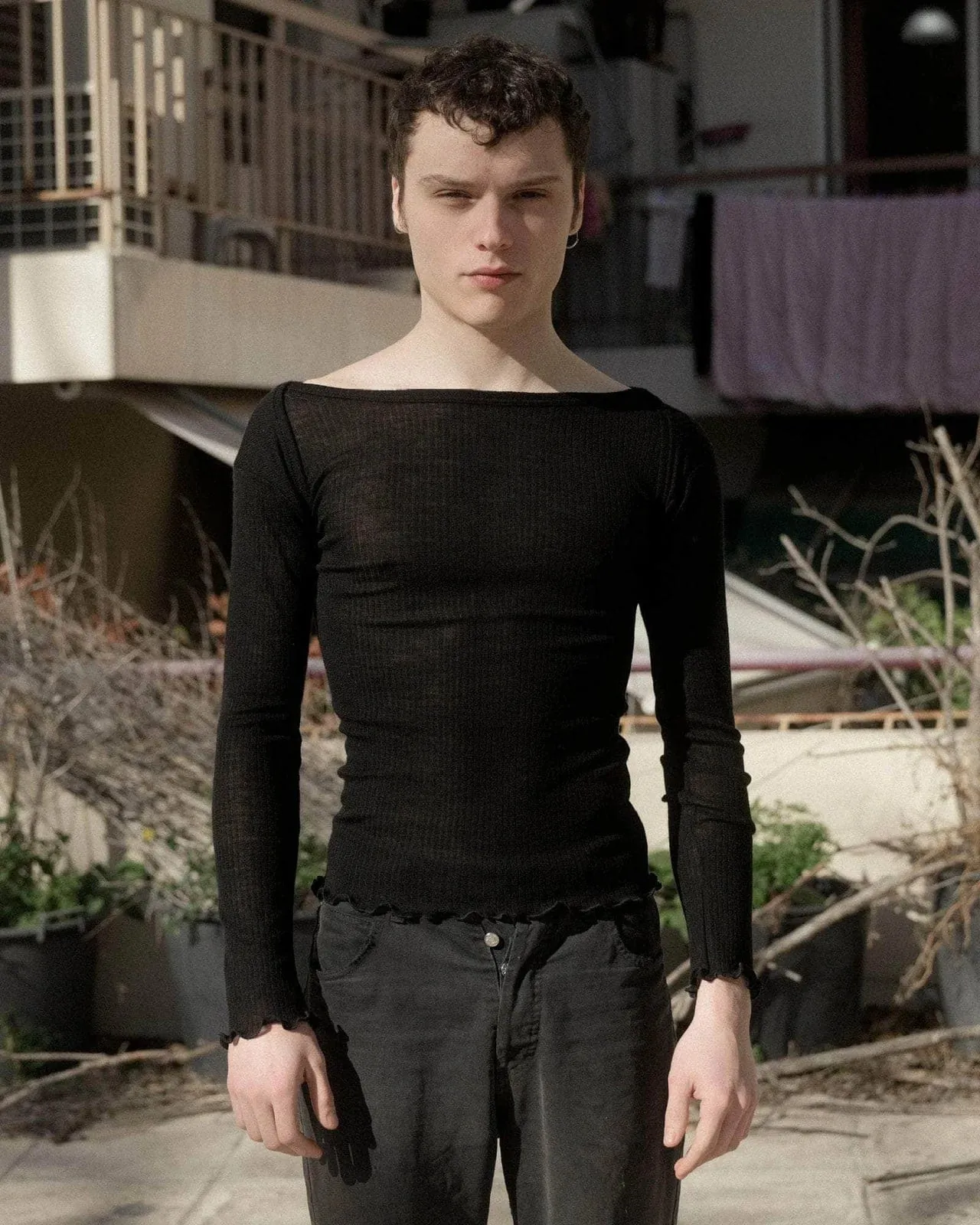 Black Disc Long Sleeve Top
