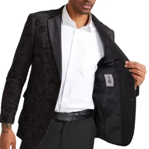 Black Floral Prom Tuxedo Blazer with Satin Lapel – 2025 Edition