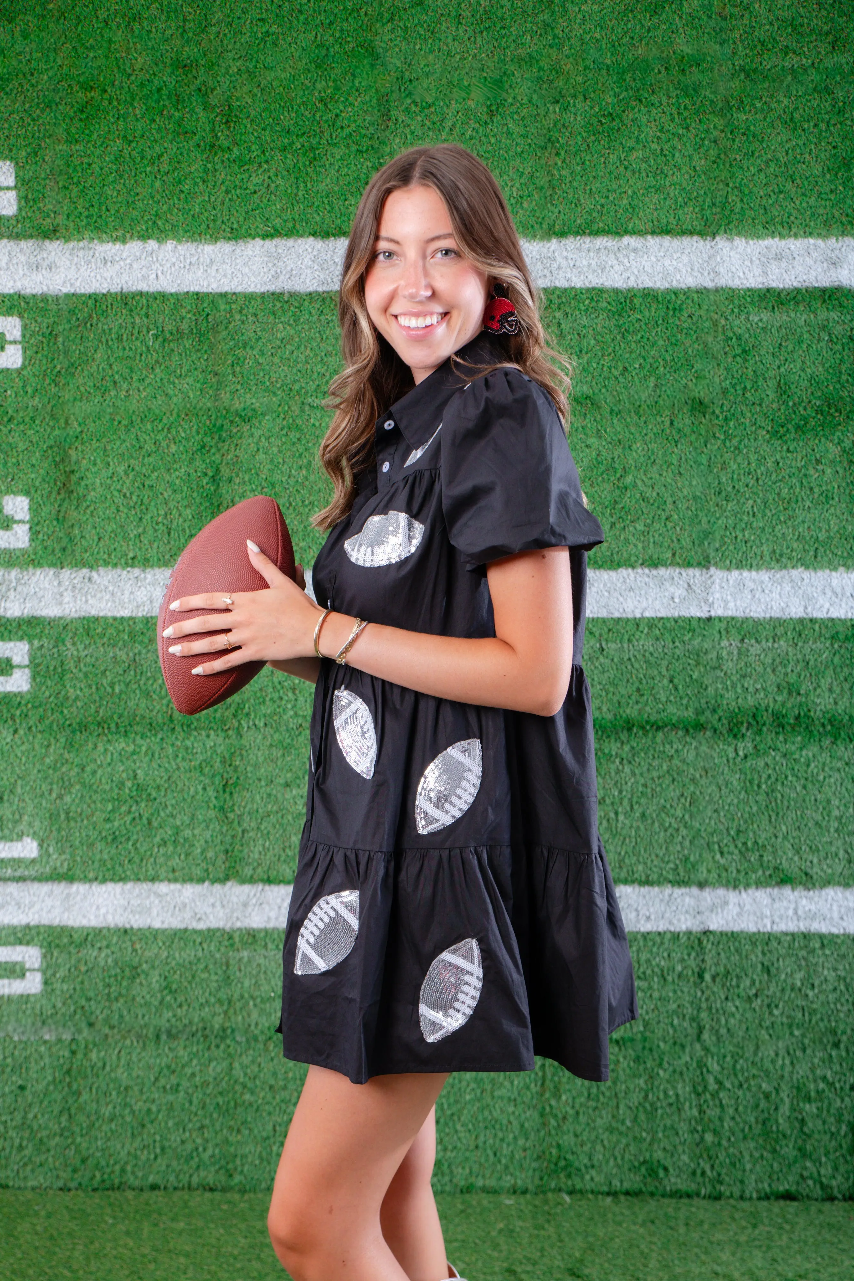 Black Sequin Football Dress