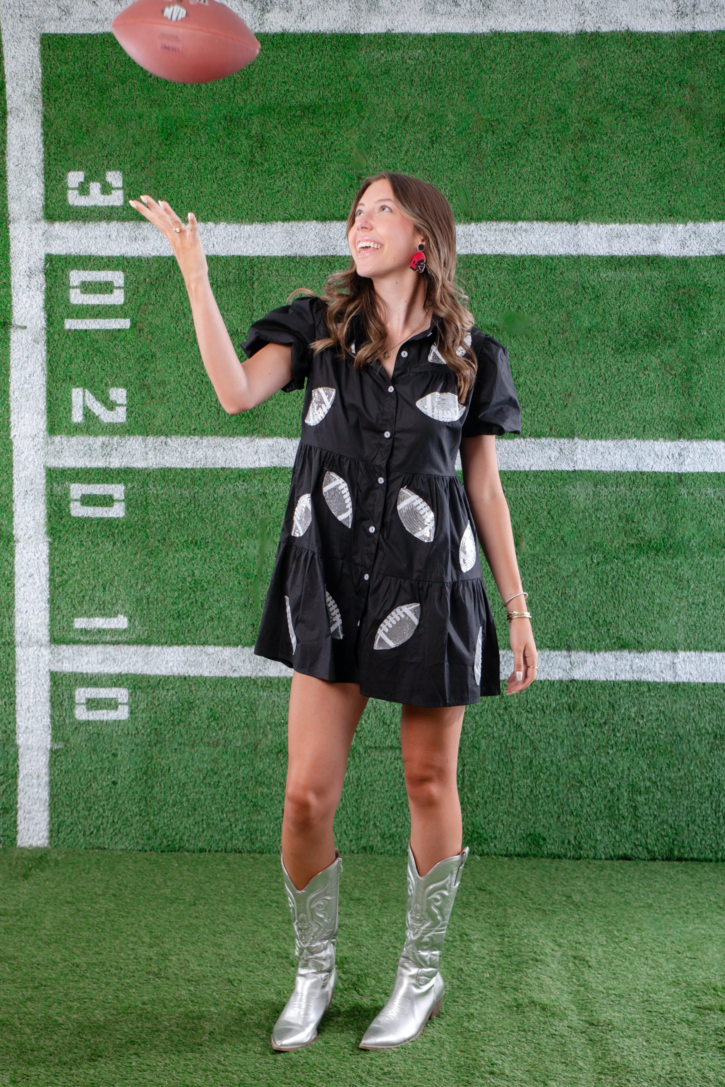 Black Sequin Football Dress