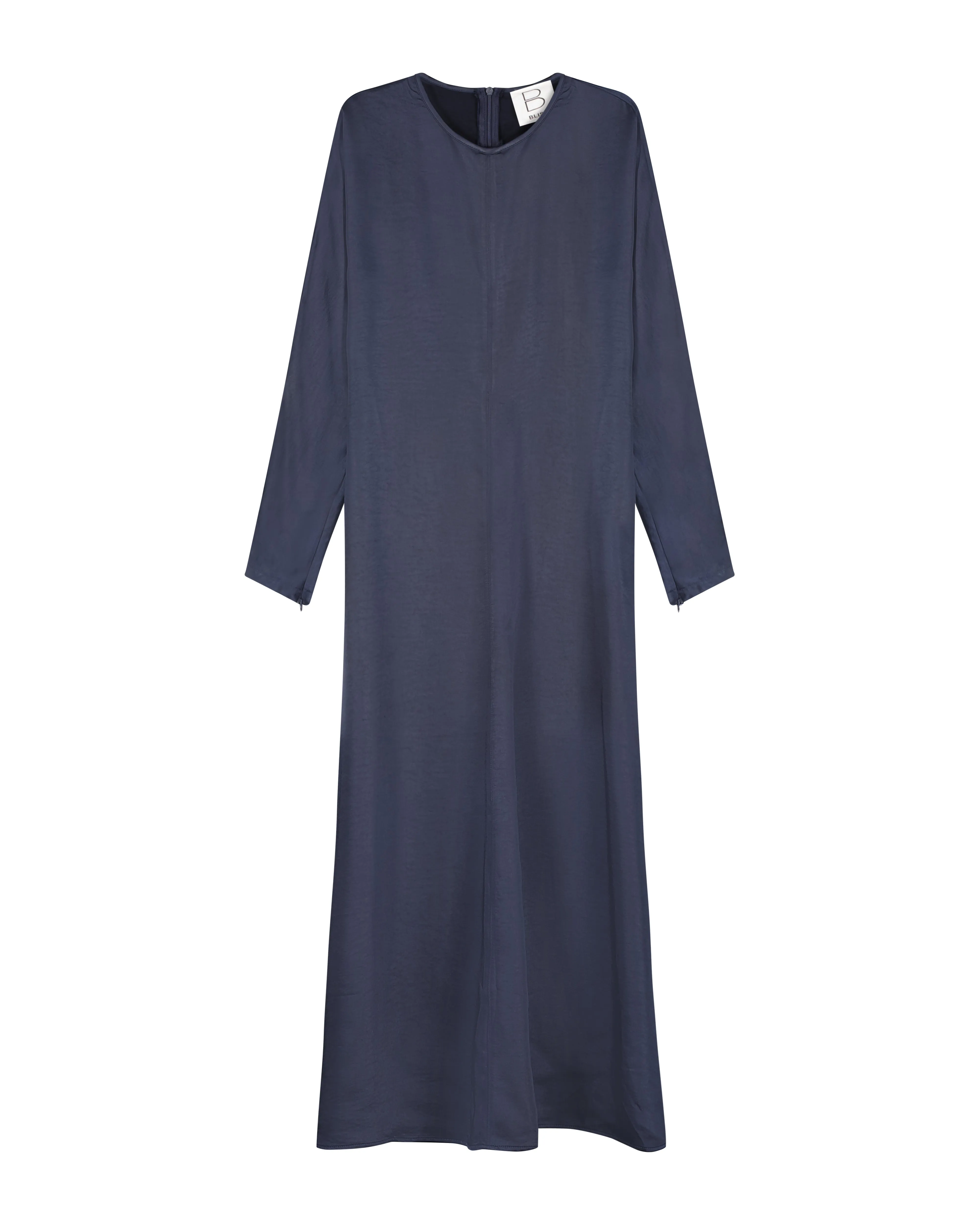 Bliss Solid Satin Cocoon Dress Navy