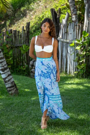 Brianna Wrap Skirt Dress in Premium Blue Hawaiian