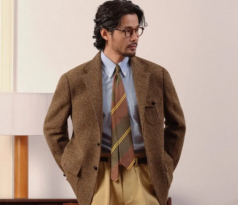 Brown Checkered Tweed Blazer