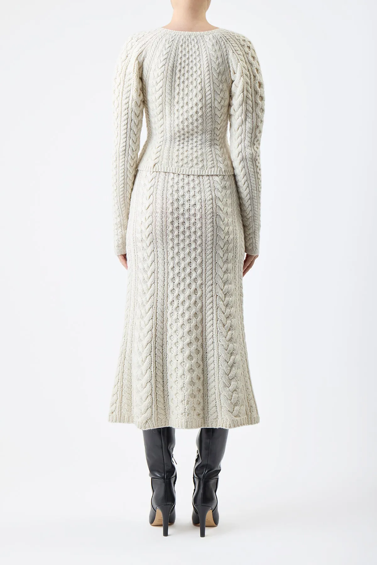 Callum Knit Skirt in Ivory Cashmere