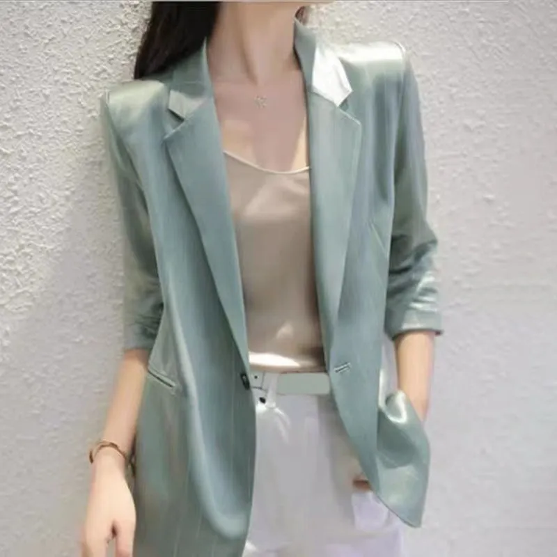 Casual 3/4 Sleeve Solid Color Blazer