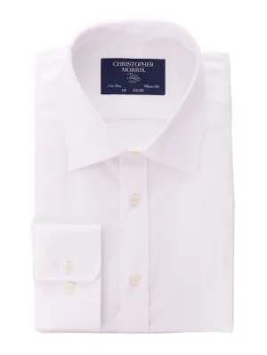 Christopher Morris Mens 100% Cotton Solid White Non-Iron Classic Fit Dress Shirt