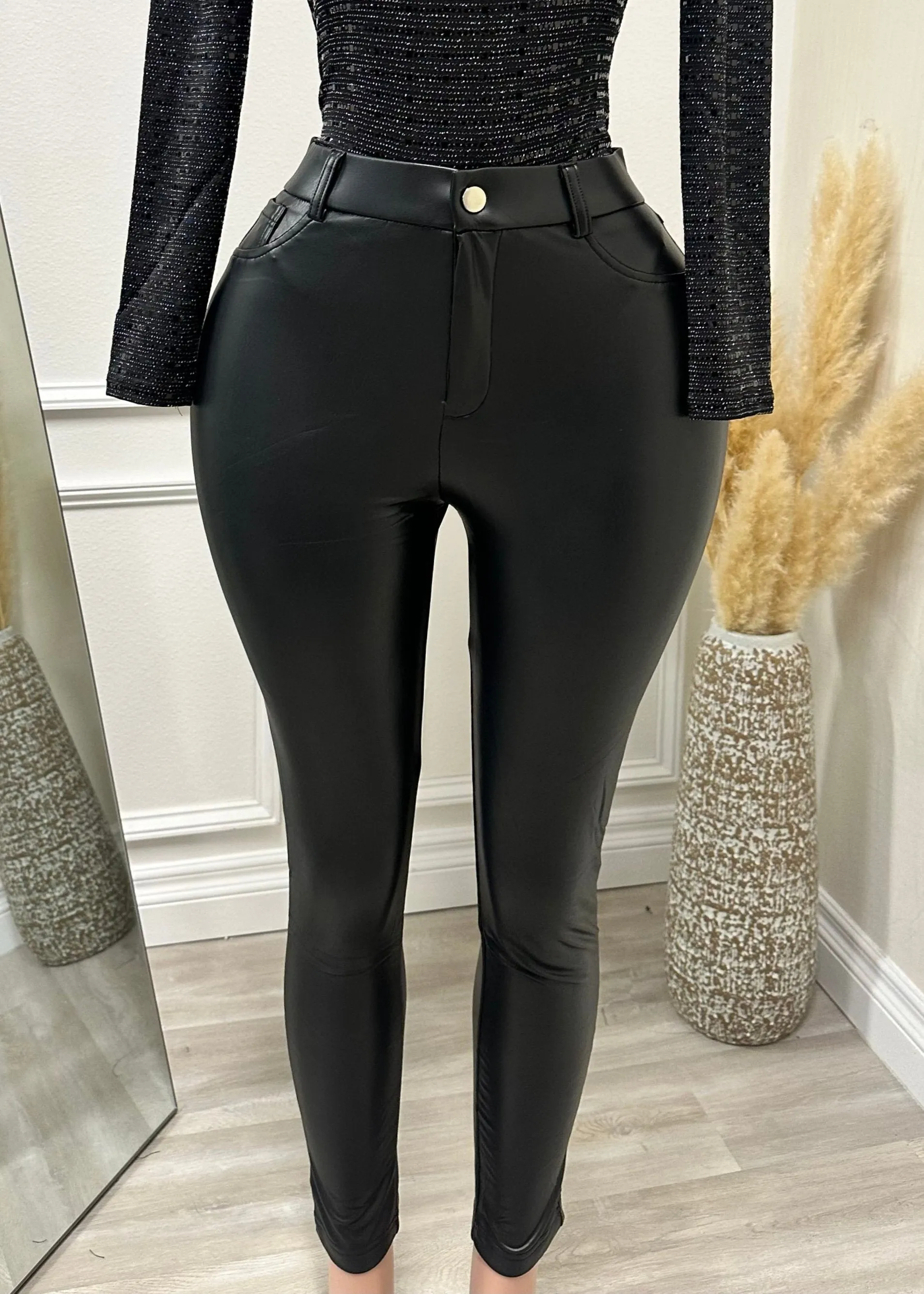 Clarity Faux Leather Pants Black