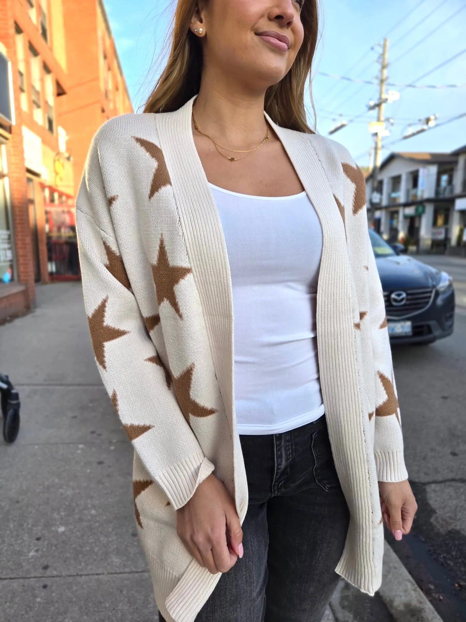 CLINTON GOLD STAR MILK CARDIGAN