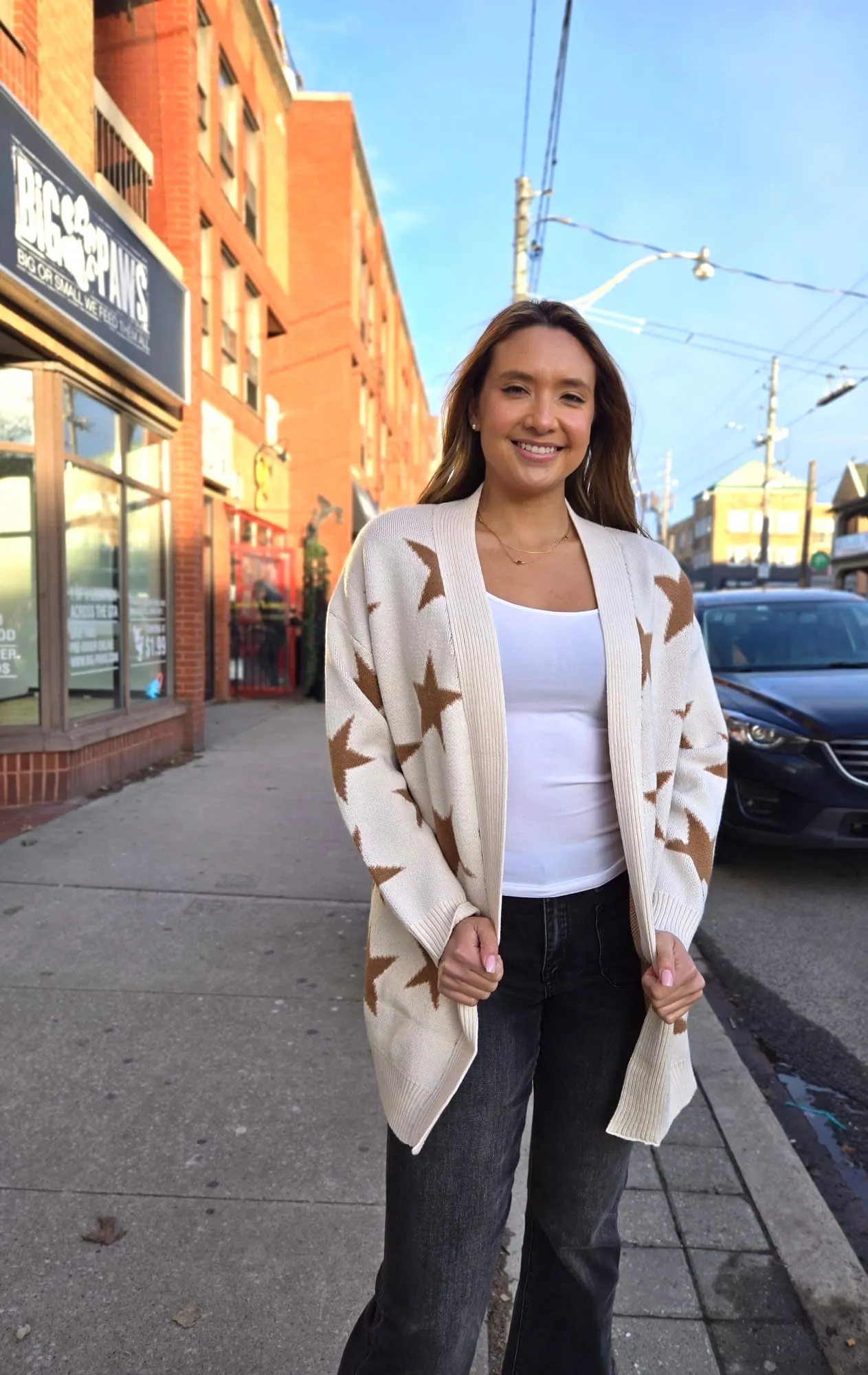 CLINTON GOLD STAR MILK CARDIGAN