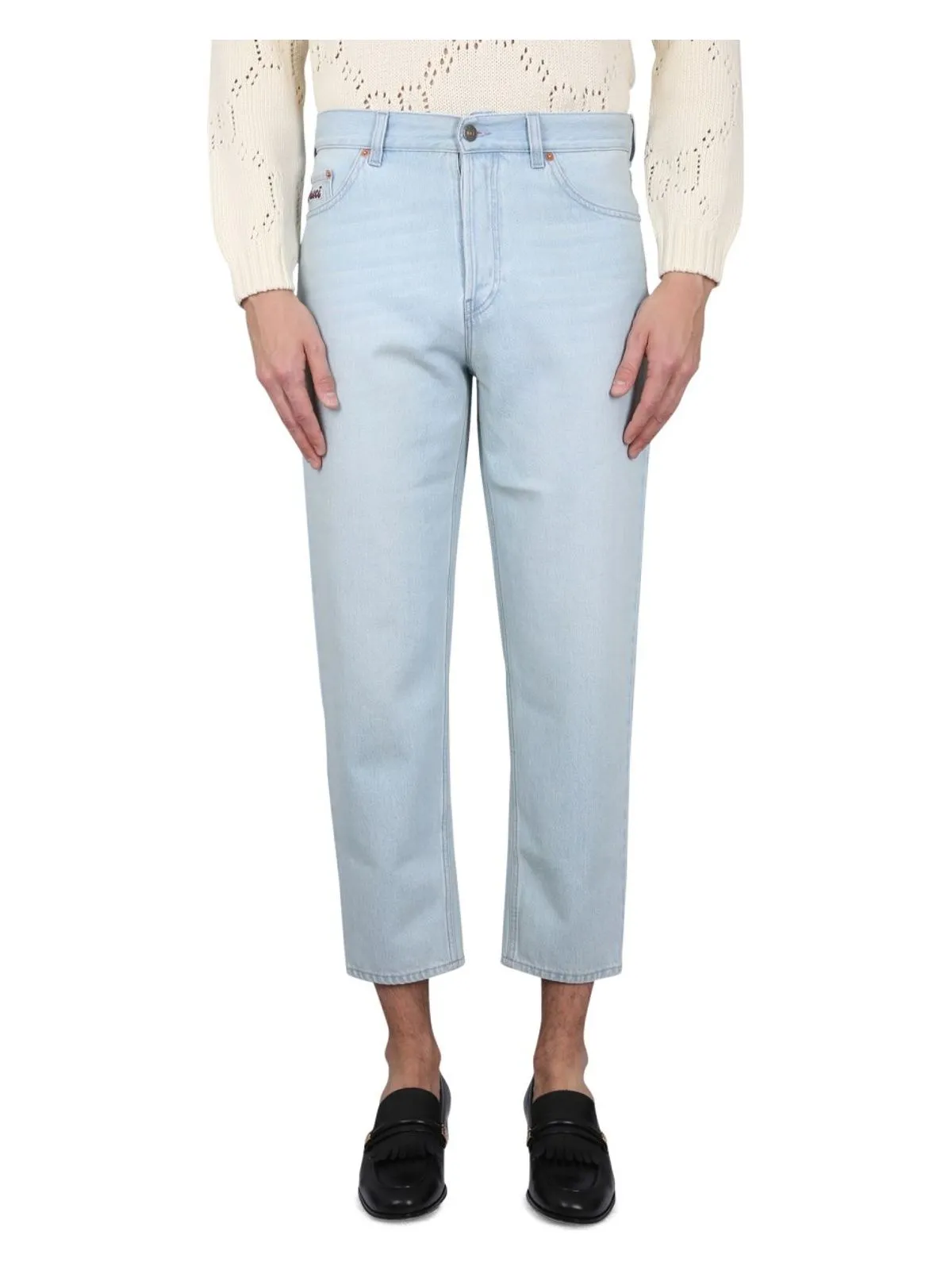 CLOSE-FITTING DENIM PANTS
