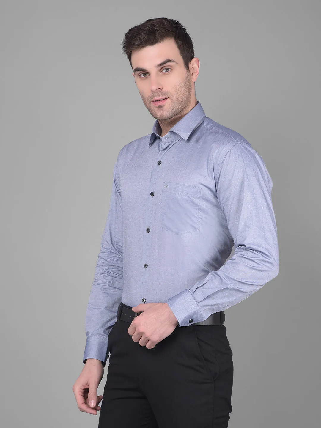 Cobb Solid Grey Smart Fit Formal Shirt