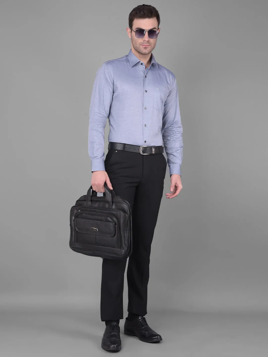 Cobb Solid Grey Smart Fit Formal Shirt