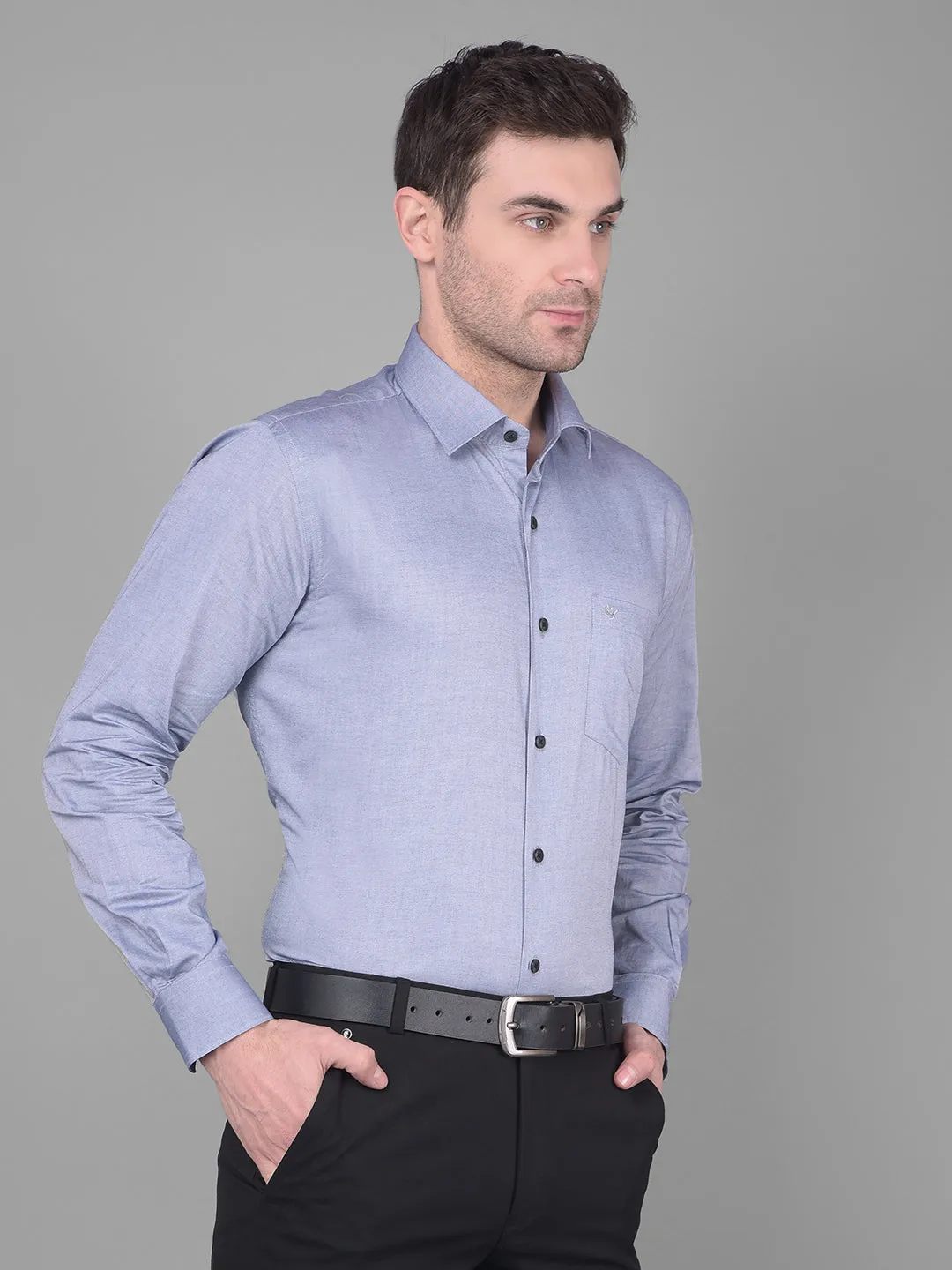 Cobb Solid Grey Smart Fit Formal Shirt