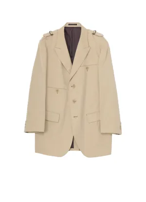 COTTON GABARDINE JACKET WITH SHOULDER BUCKLE PEAKED