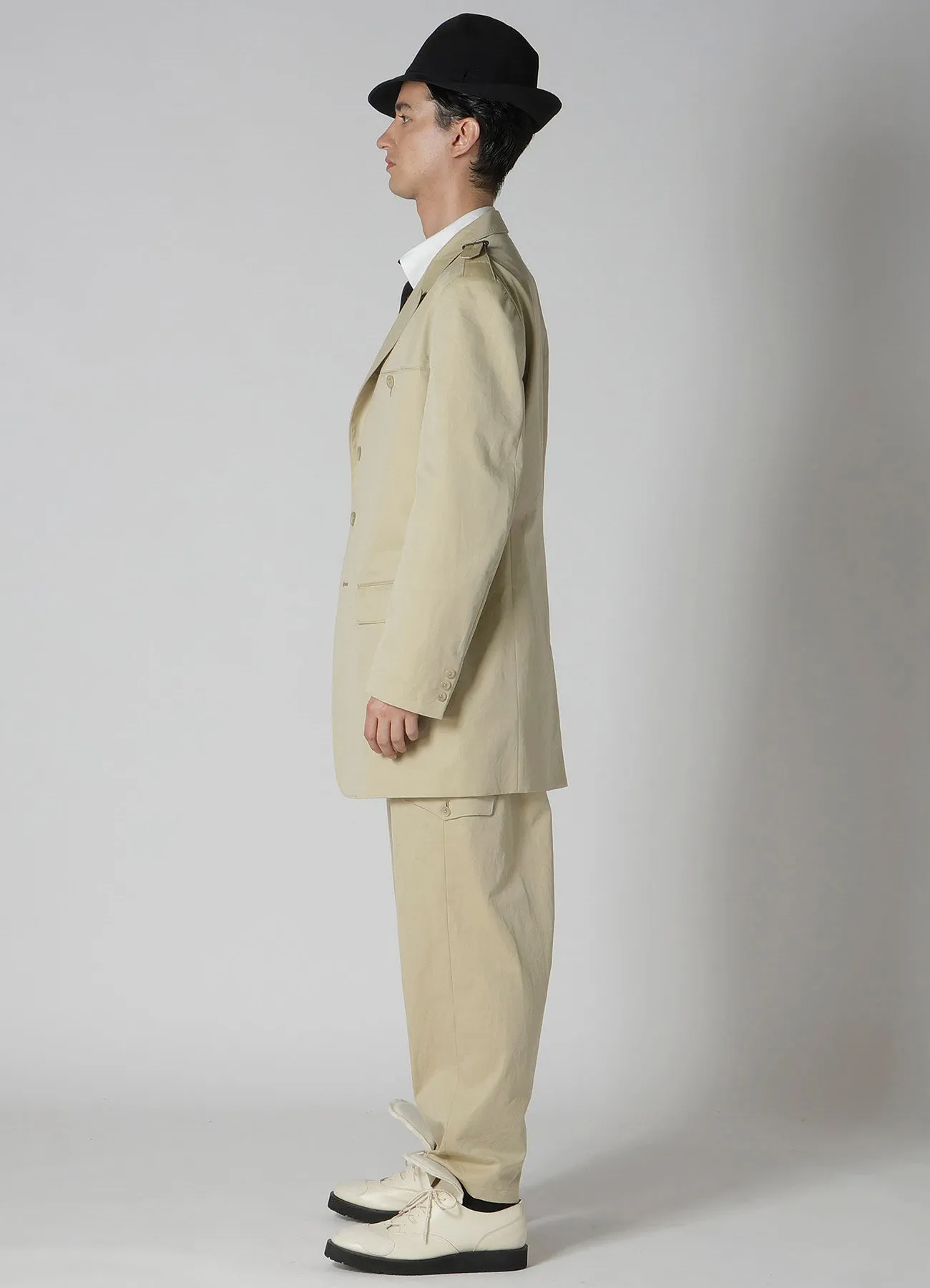 COTTON GABARDINE JACKET WITH SHOULDER BUCKLE PEAKED