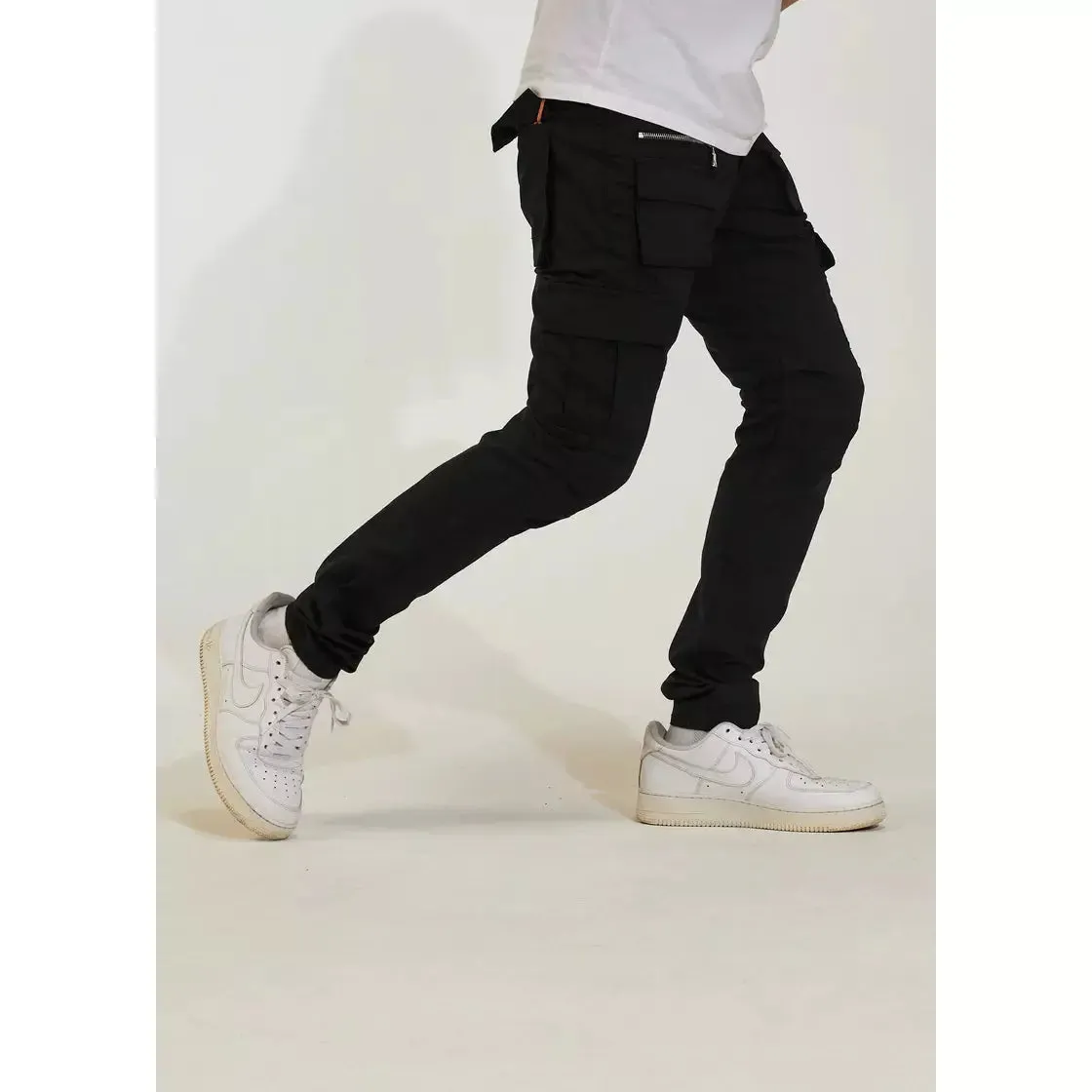 Crysp Denim Julian Cargo Black Ripped Jeans (CRYH22-207)