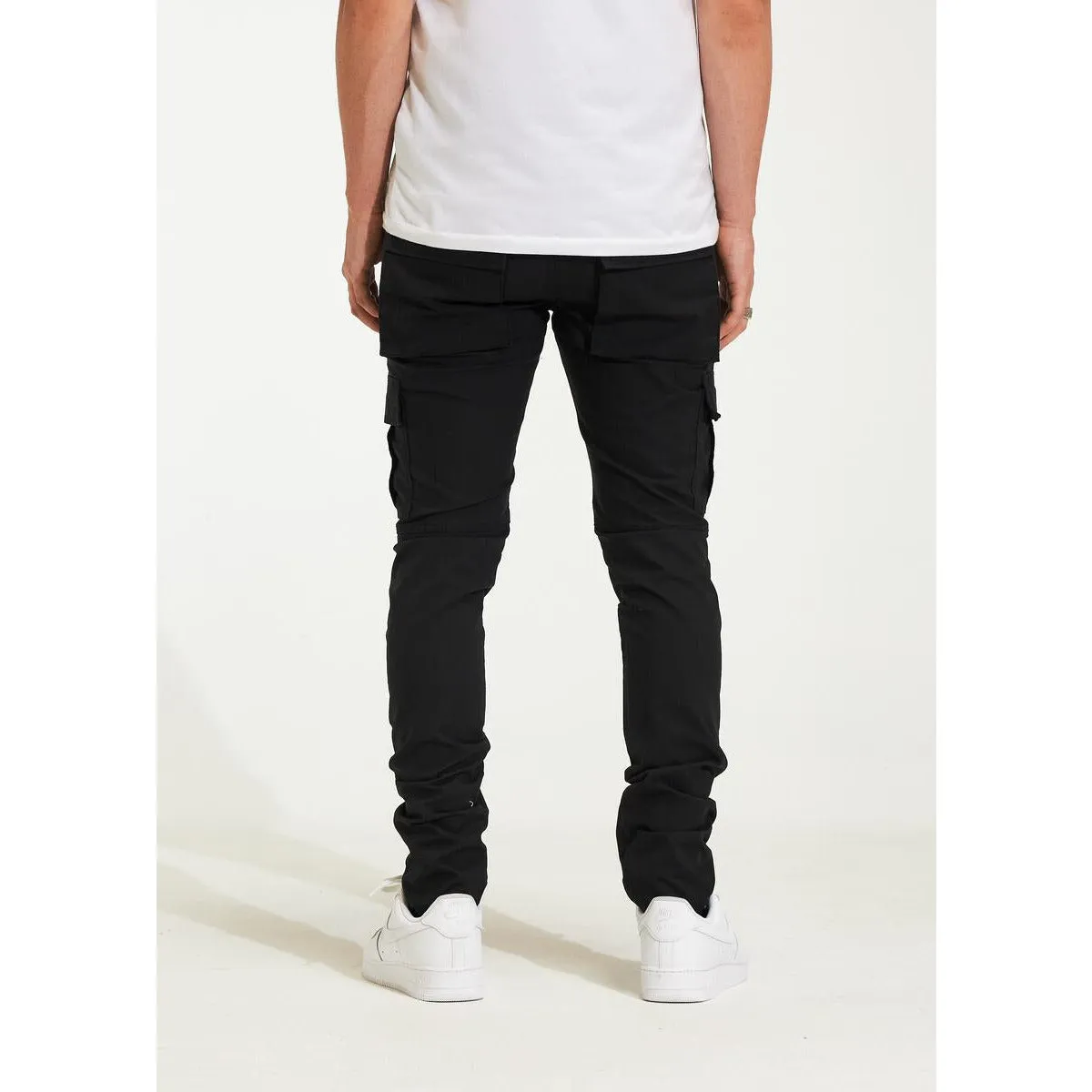 Crysp Denim Julian Cargo Black Ripped Jeans (CRYH22-207)