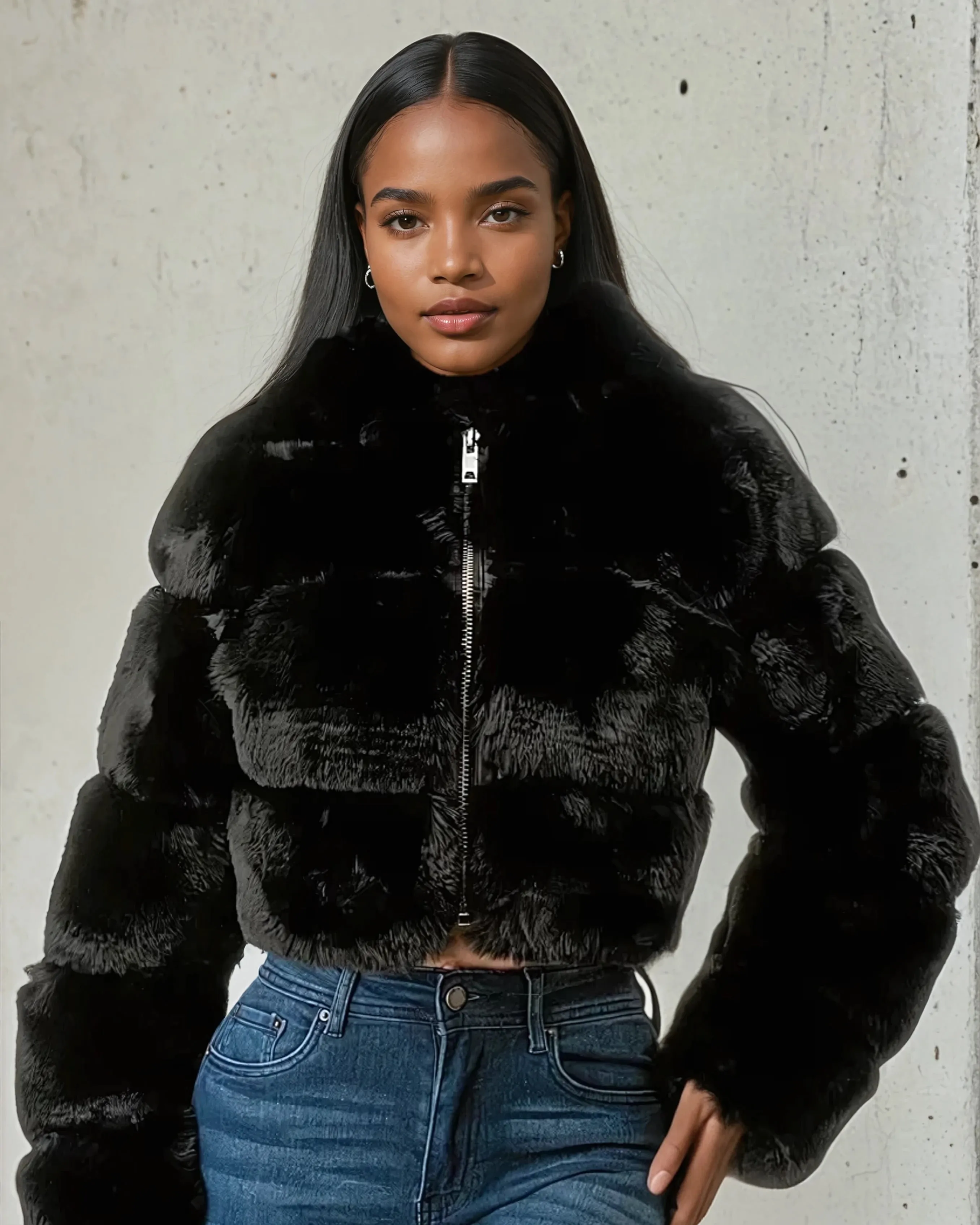 Cuddleme Faux Black Fur Coat