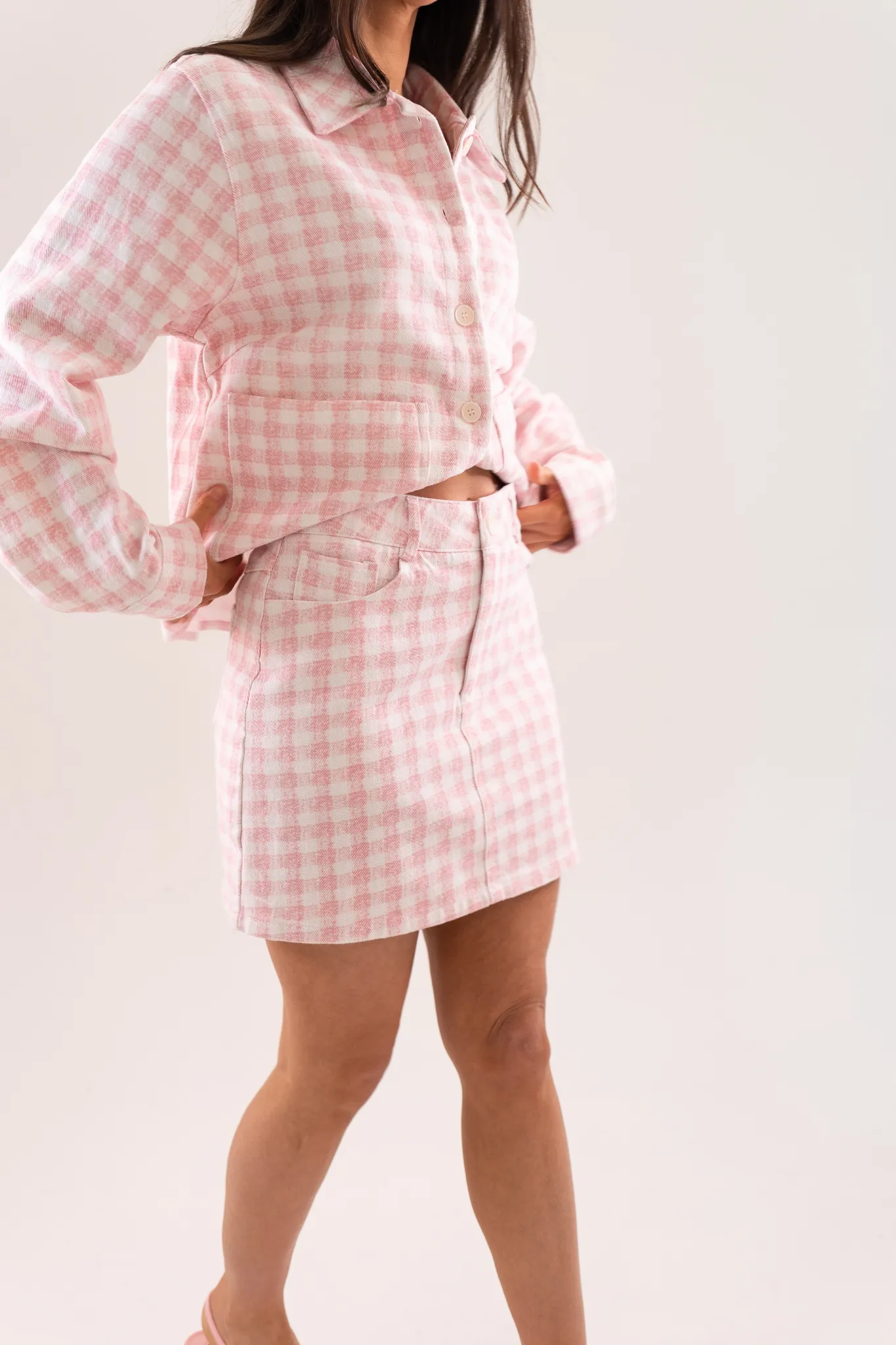 Daisy Gingham Skirt In Pink