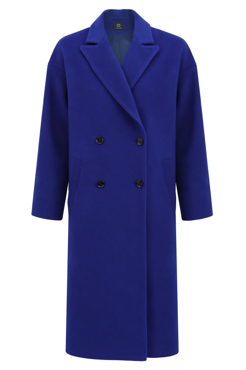 Double Breasted Cashmere Wool Coat - Sapphire