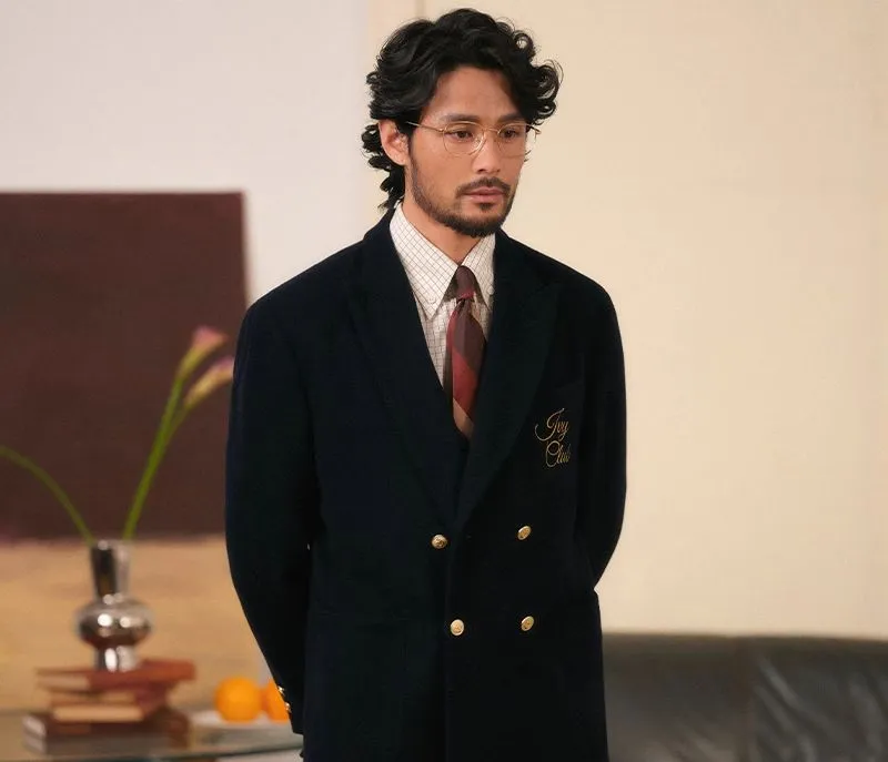 Double-Breasted Navy Blazer