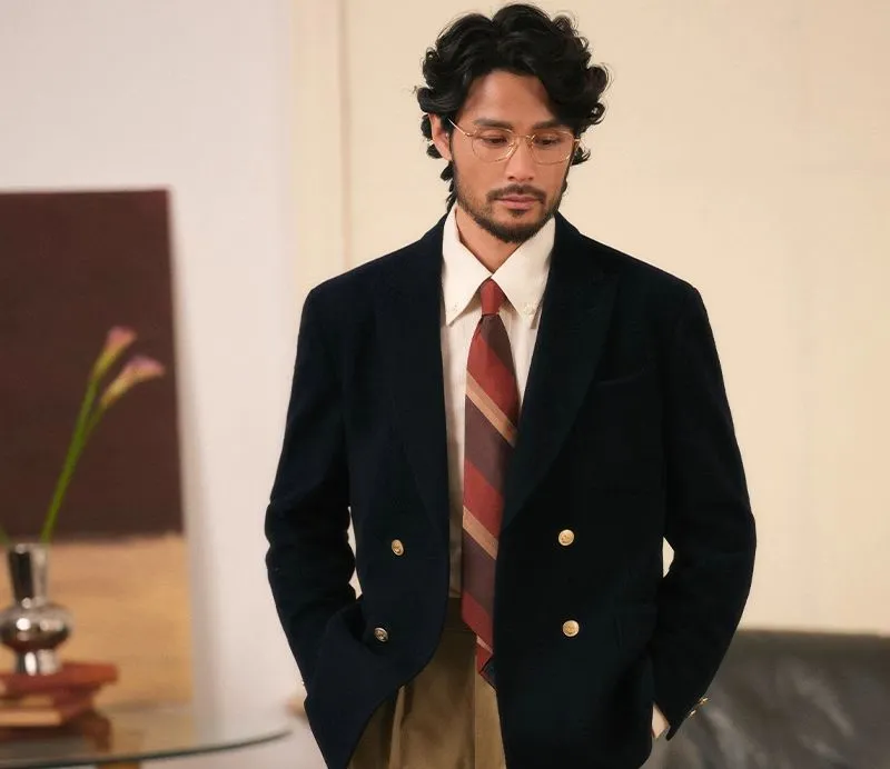 Double-Breasted Navy Blazer