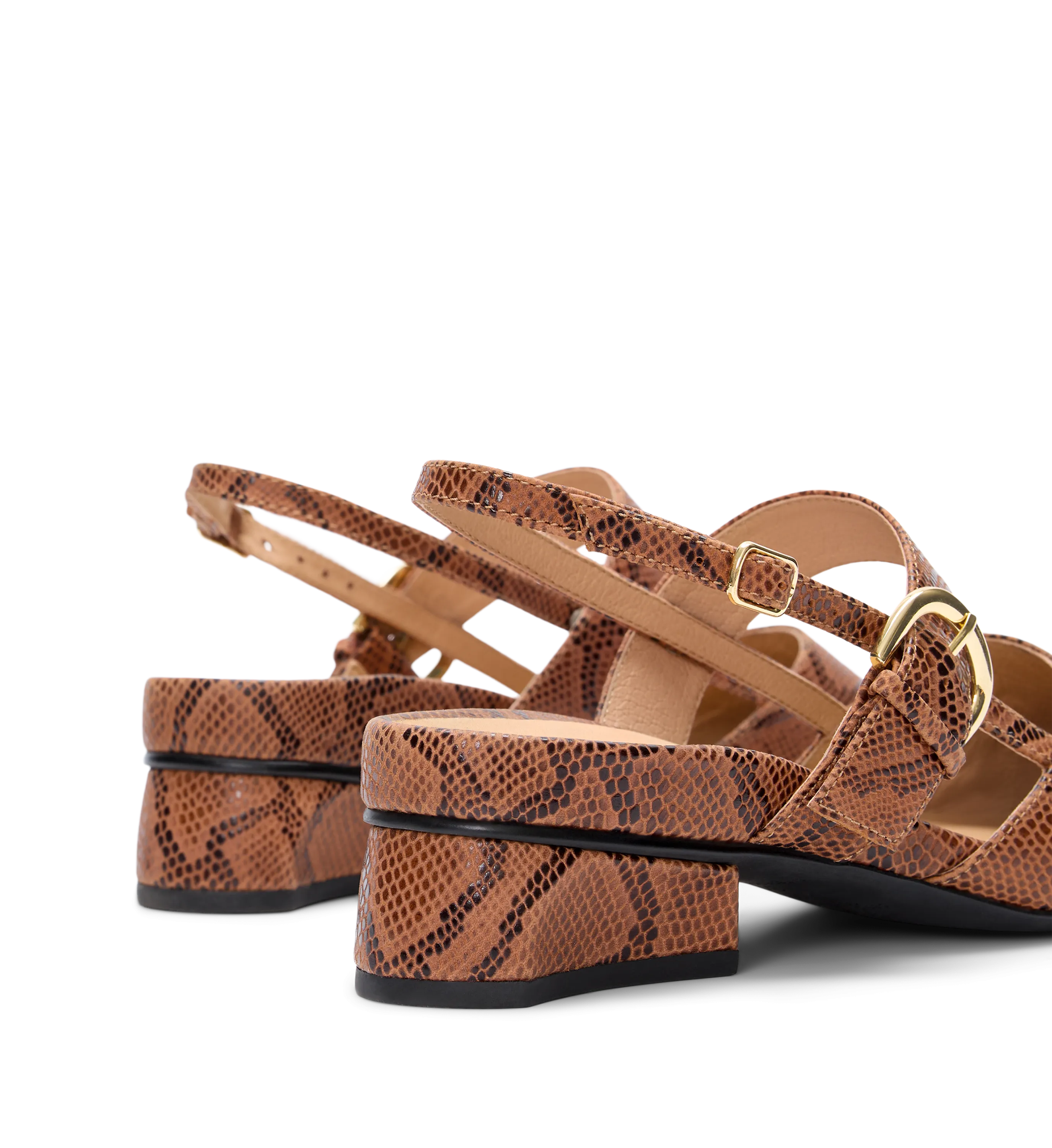 Eider Tan Snake Emboss Leather Flats