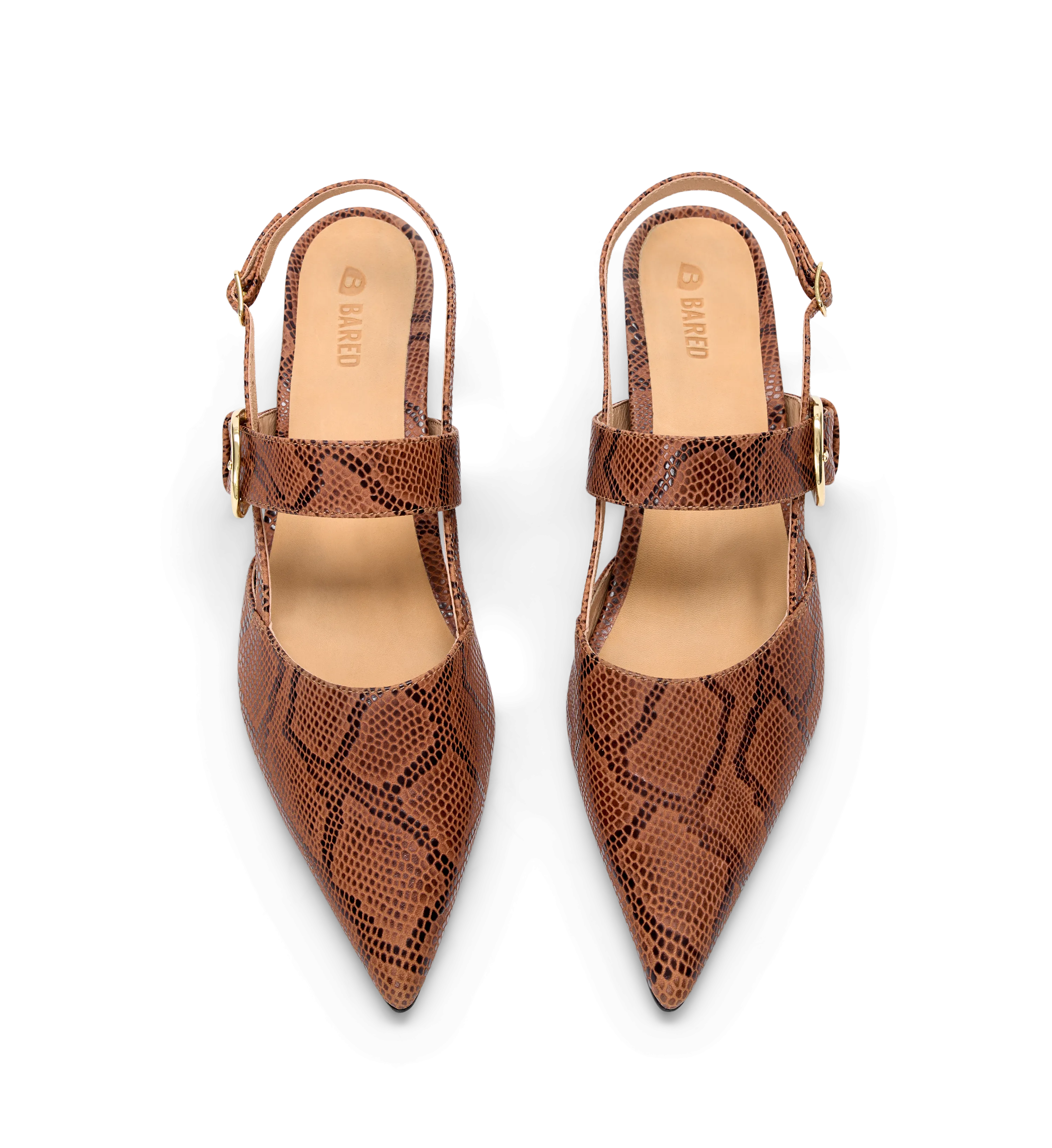 Eider Tan Snake Emboss Leather Flats