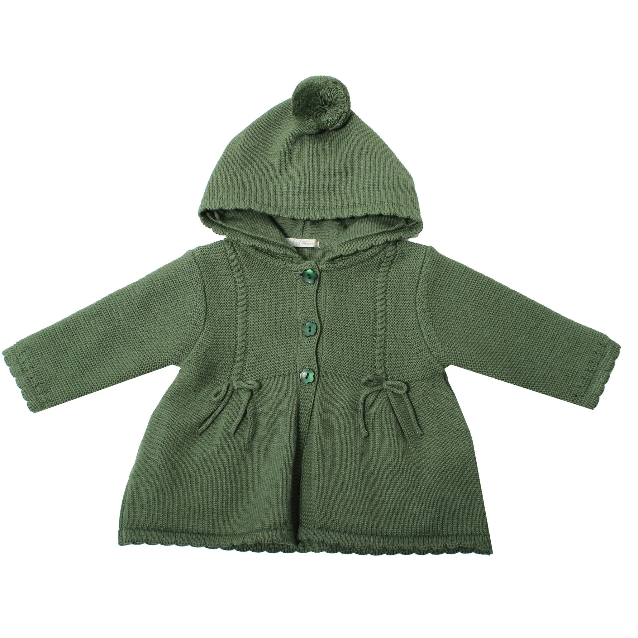 Fall Tones Green Knit Hooded Cardigan