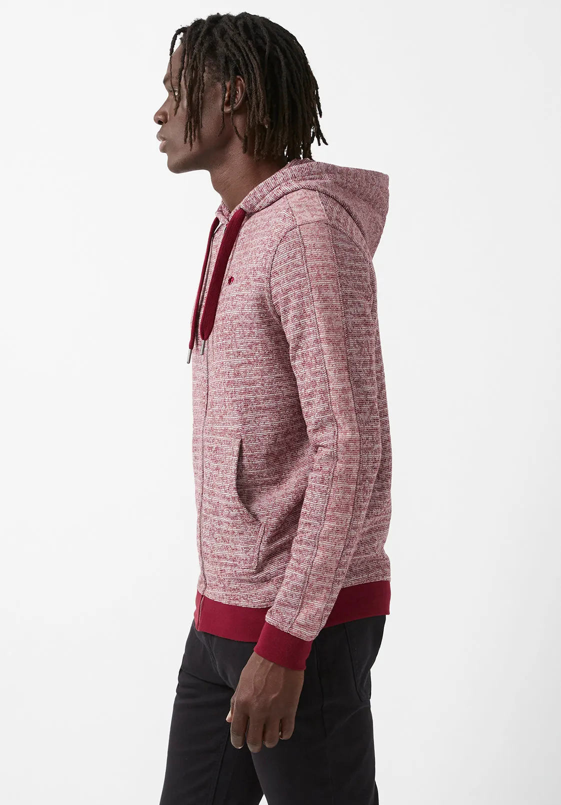Fansa Men’s Full-zip Hoodie Sweatshirt in Dark Red - BM24067