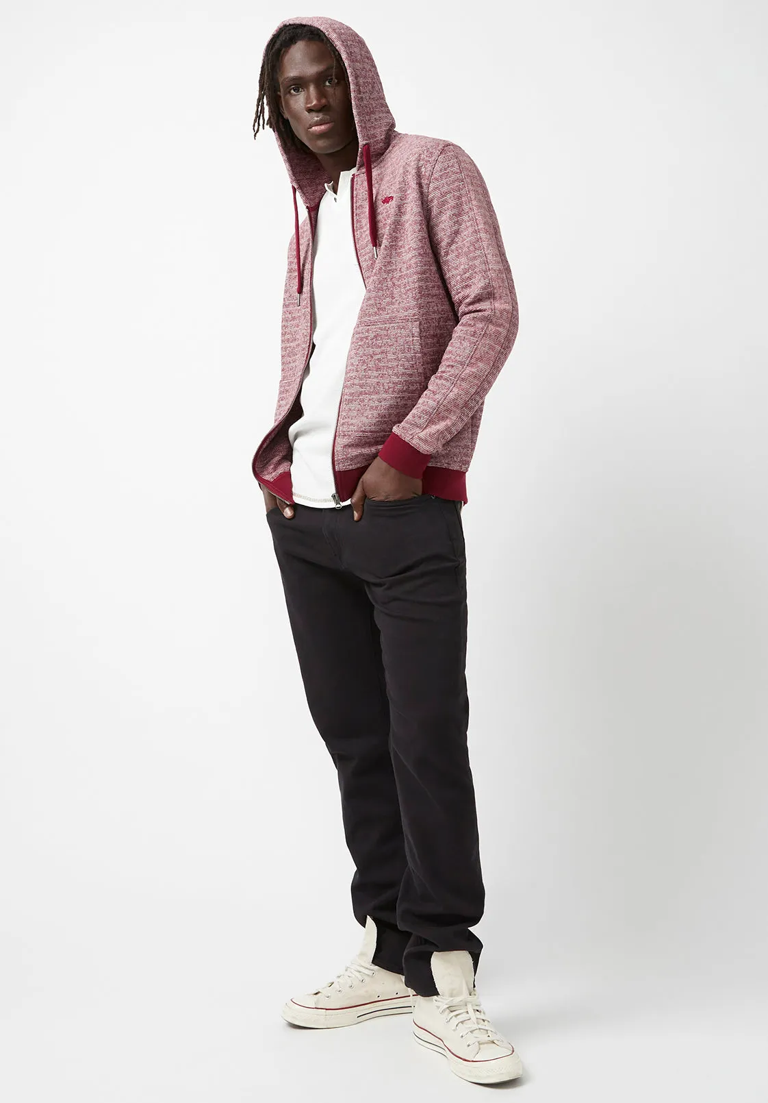 Fansa Men’s Full-zip Hoodie Sweatshirt in Dark Red - BM24067