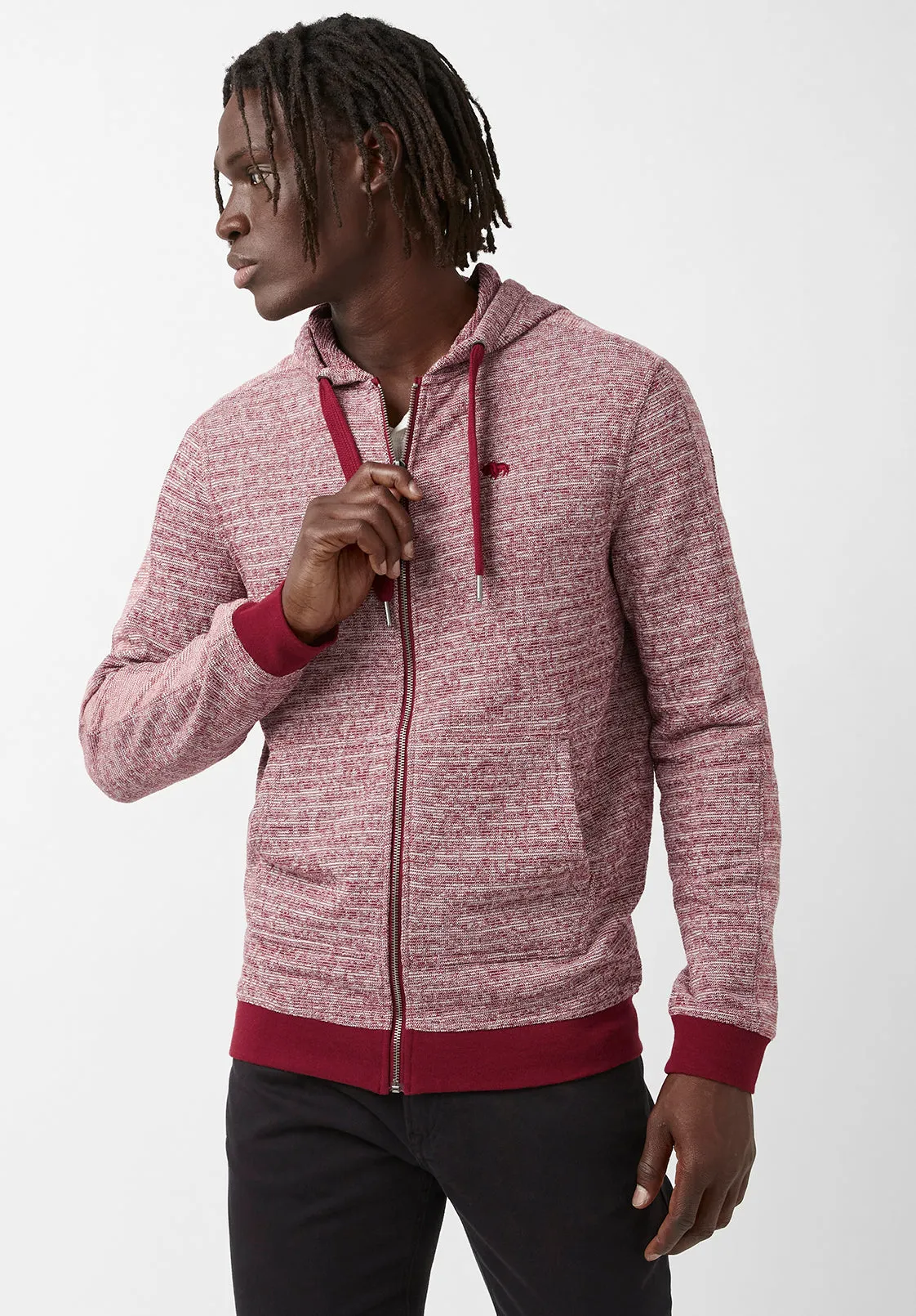 Fansa Men’s Full-zip Hoodie Sweatshirt in Dark Red - BM24067