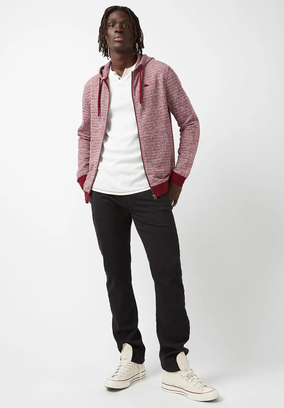 Fansa Men’s Full-zip Hoodie Sweatshirt in Dark Red - BM24067