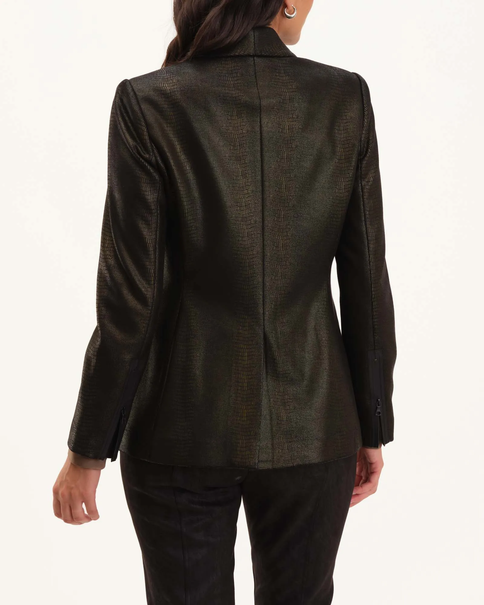 Faux Suede Shawl Collar One Button Blazer