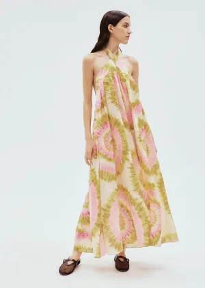 Flash Tie Neck Midi Dress (Multi)