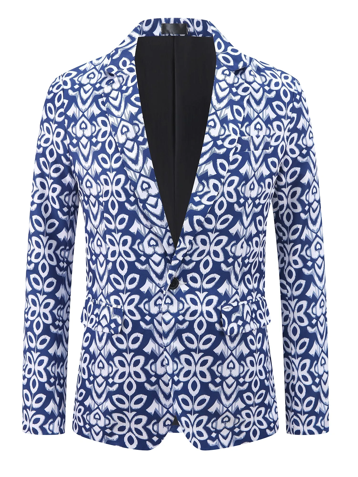 Floral Blazer for Men's Formal Notch Lapel One Button Retro Flower Sports Coat