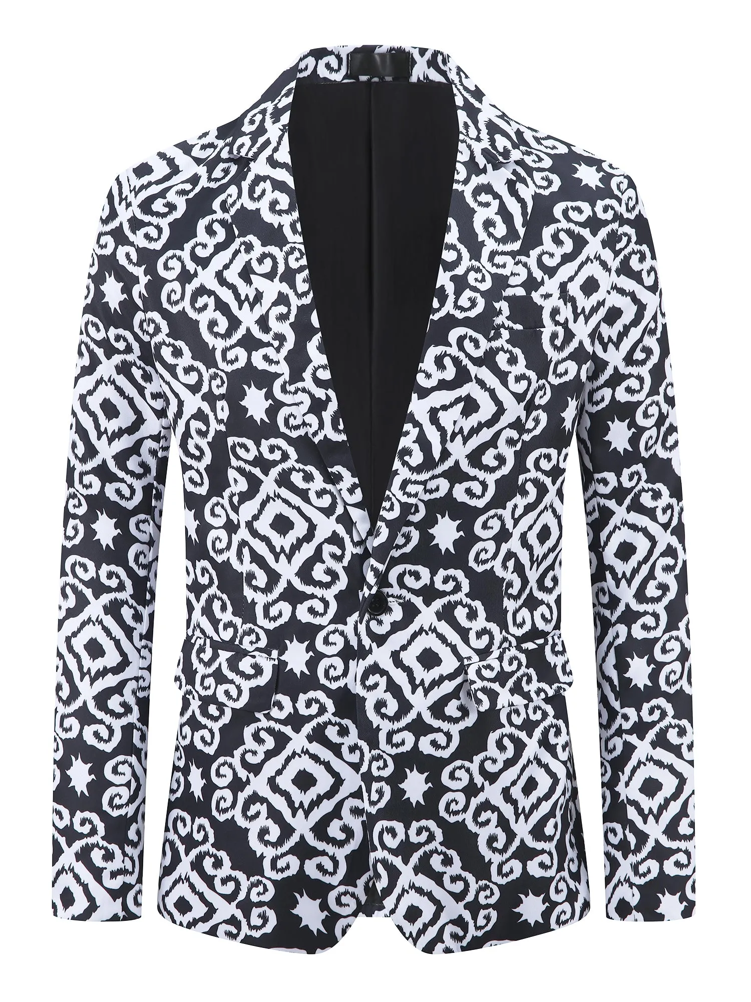 Floral Blazer for Men's Formal Notch Lapel One Button Retro Flower Sports Coat