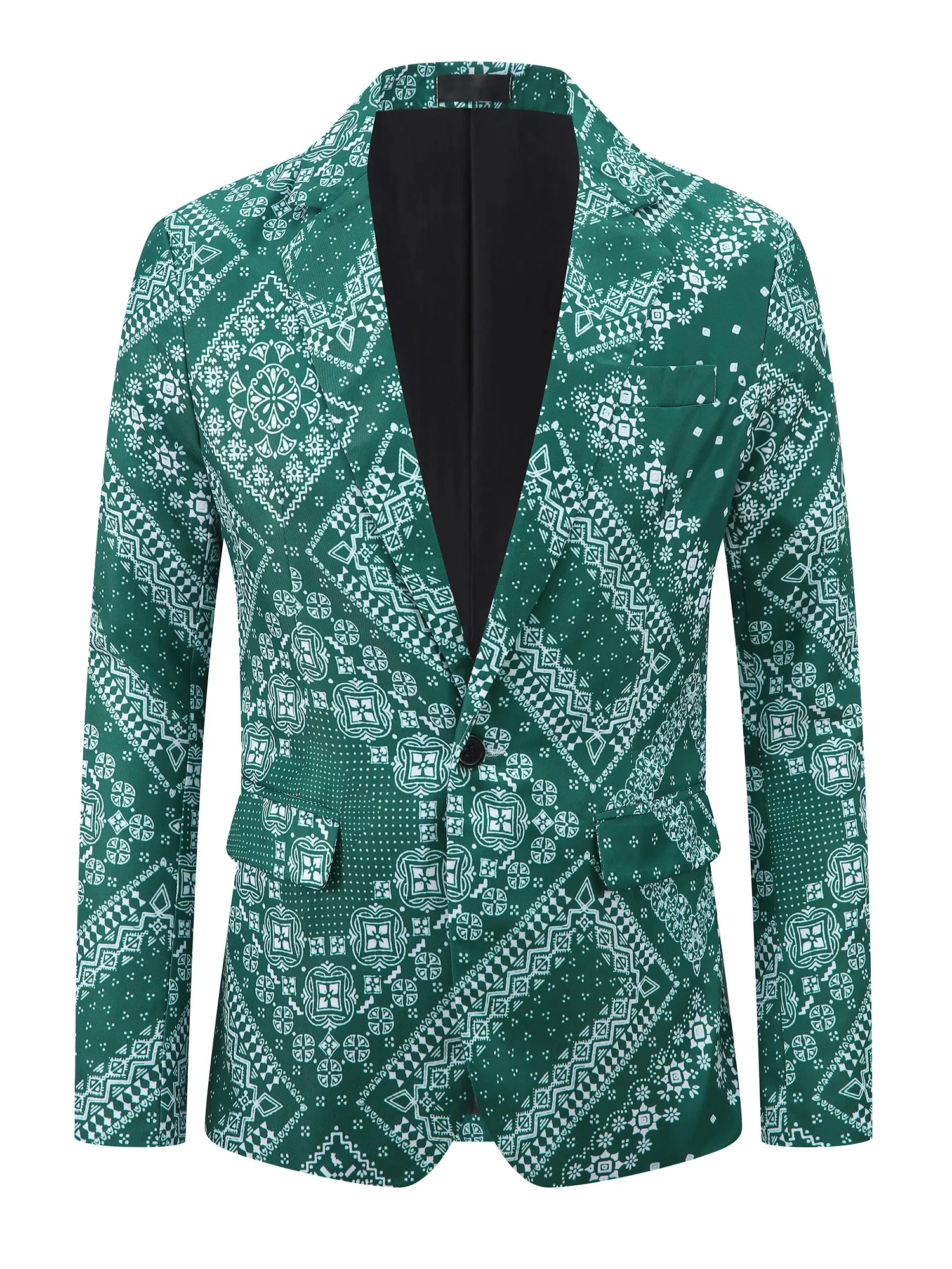 Floral Blazer for Men's Formal Notch Lapel One Button Retro Flower Sports Coat