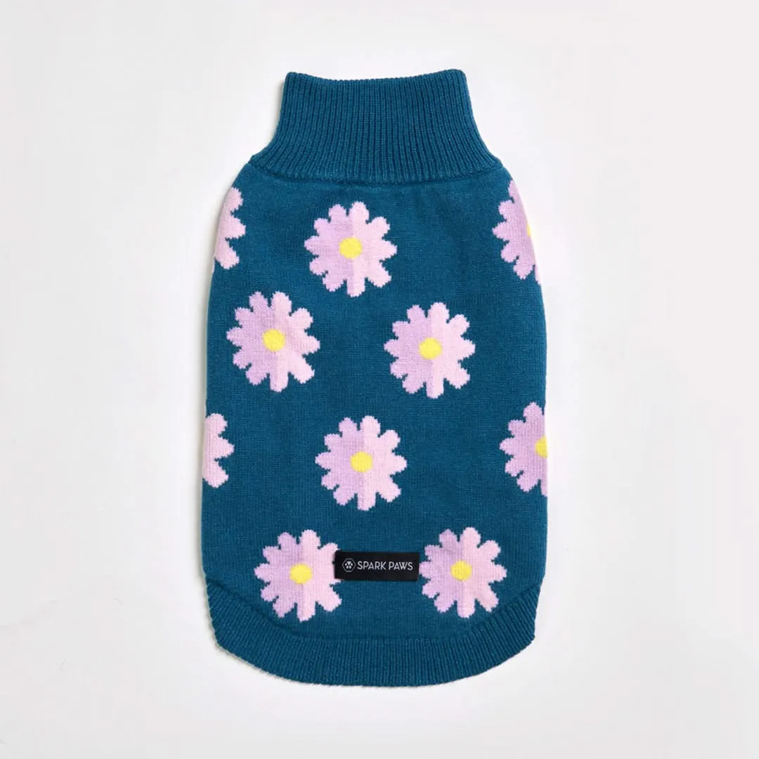 Flower Knit Dog Sweater