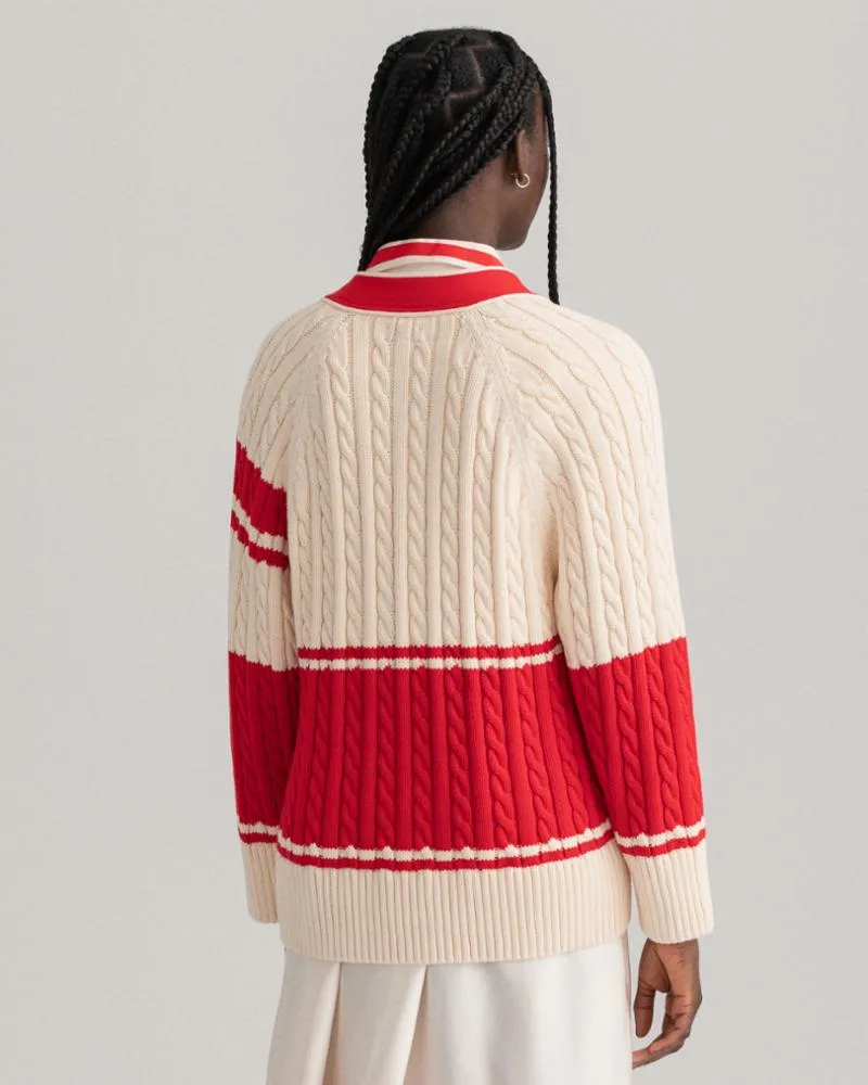Gant Apparel Womens GANT VARSITY CARDIGAN 116/BUTTERCREAM