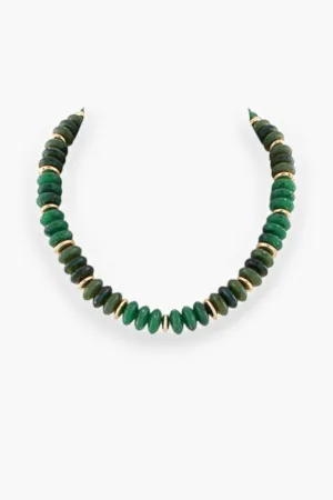 Green Tones Wide Marble Beaded Necklace
