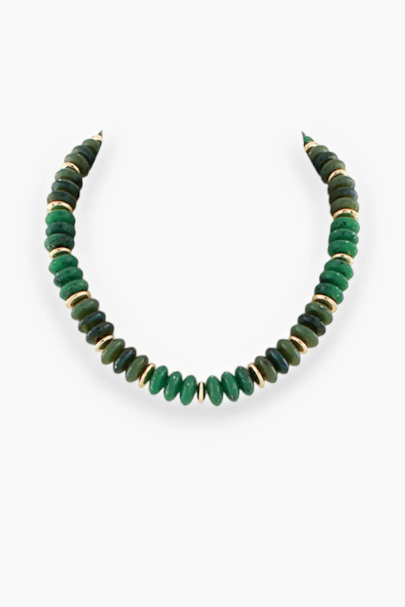 Green Tones Wide Marble Beaded Necklace