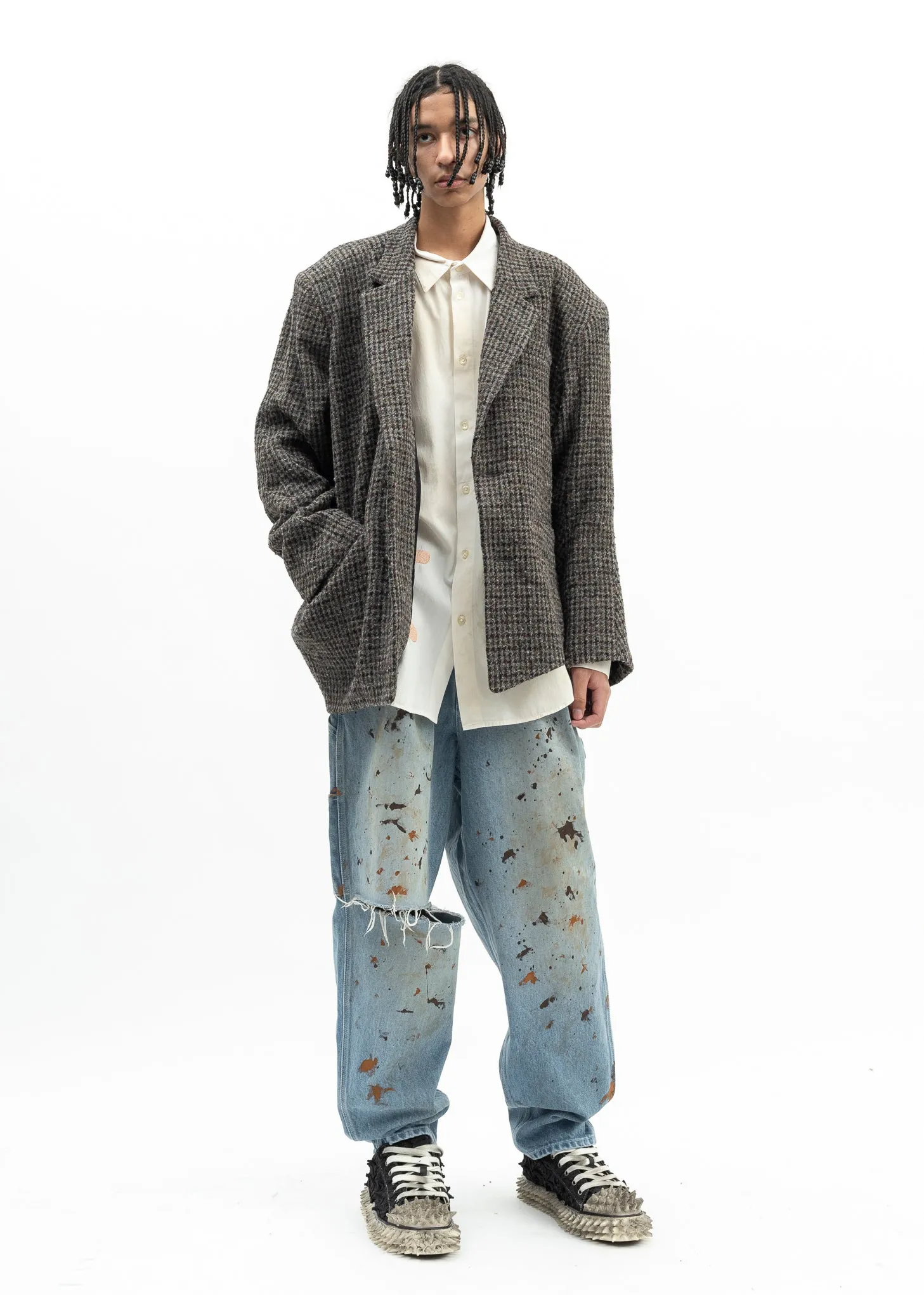 GREY ZOMBIE SILHOUETTE TAILOED JACKET
