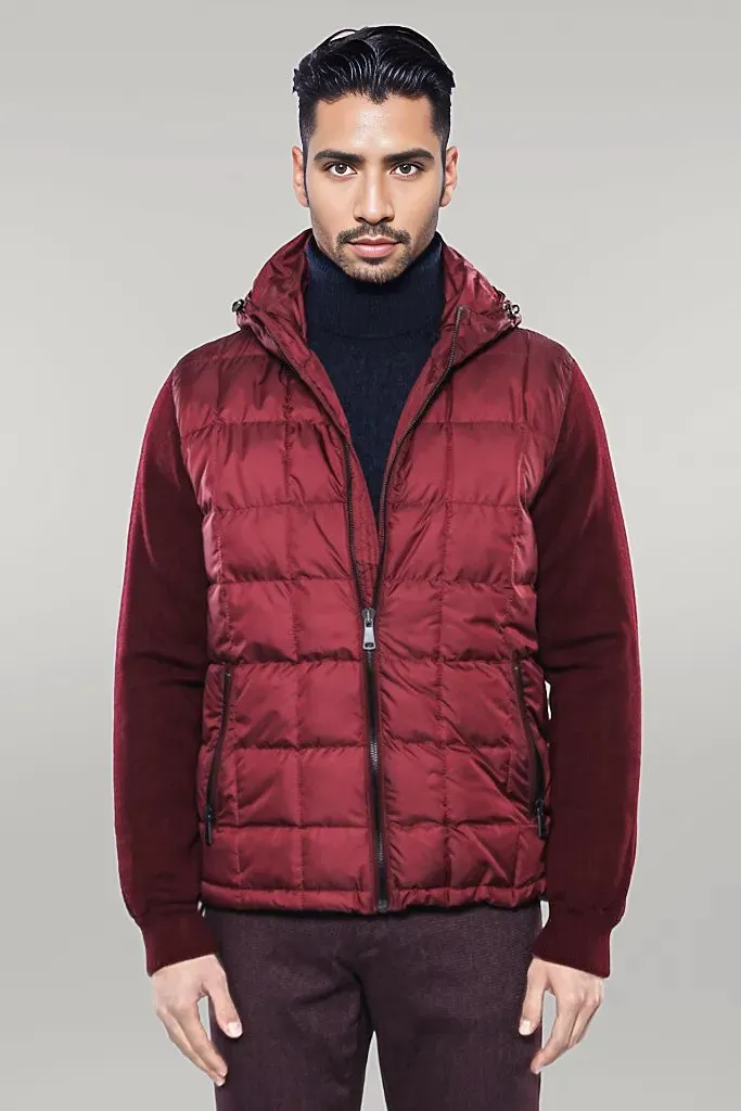 Hooded Burgundy Coat Jacket - Wessi